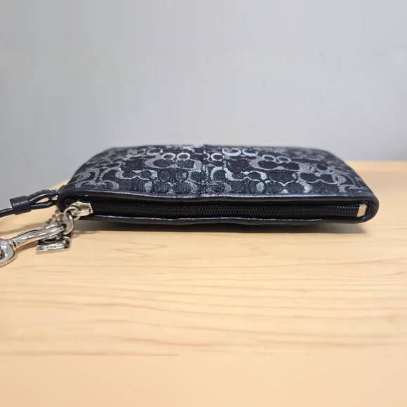 COACH Lurex Black Gray Silver Wristlet - Picture 6 of 13